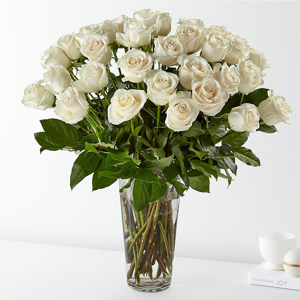 Long Stem White Rose Bouquet – Simply Flowers, Los Angeles CA
