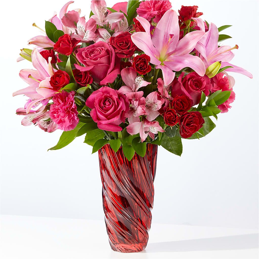 In Love Bouquet with Luxe Swirl Vase – Simply Flowers, Los Angeles CA