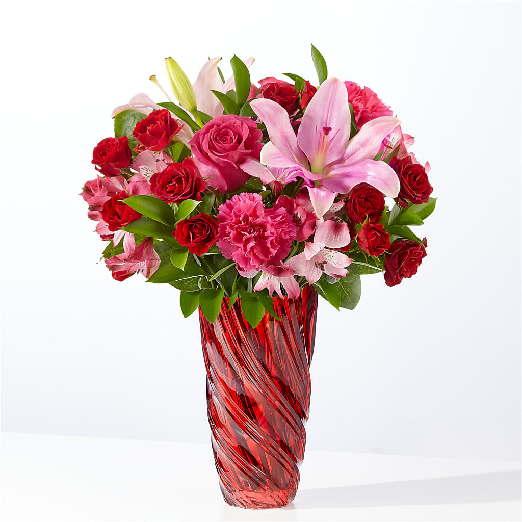 In Love Bouquet with Luxe Swirl Vase – Simply Flowers, Los Angeles CA