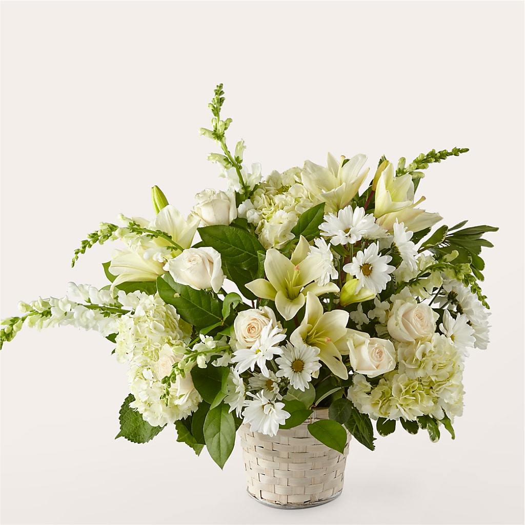 Ivory Elegance Floral Basket – Simply Flowers, Los Angeles CA