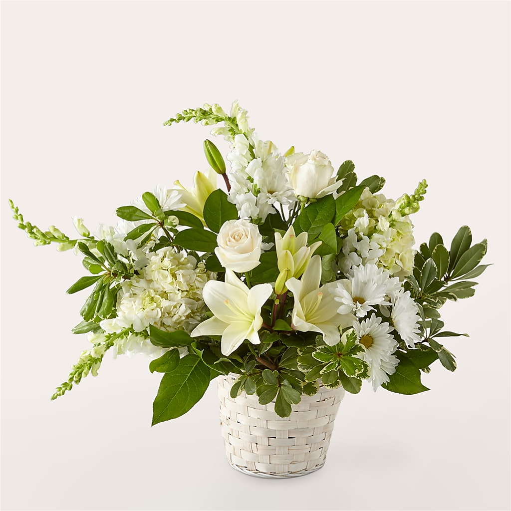 Ivory Elegance Floral Basket – Simply Flowers, Los Angeles CA