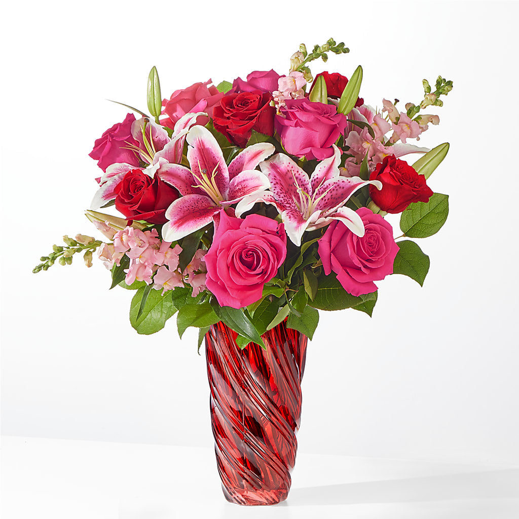 Always You Bouquet with Luxe Swirl Vase – Simply Flowers, Los Angeles CA