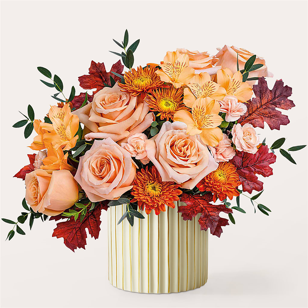 Spiced Latte Bouquet with Ivory Vase – Simply Flowers, Los Angeles CA