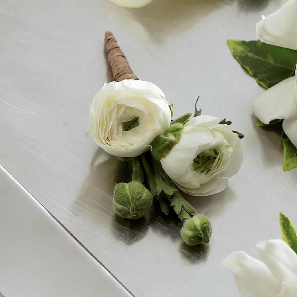 White Ranunculus Boutonniere – Simply Flowers, Los Angeles CA