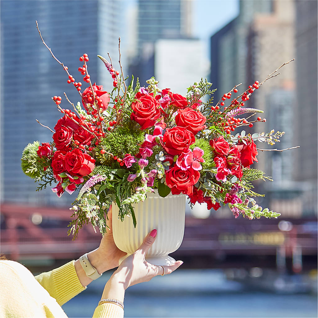 Big Red Bow Bouquet –  Simply Flowers, Los Angeles CA