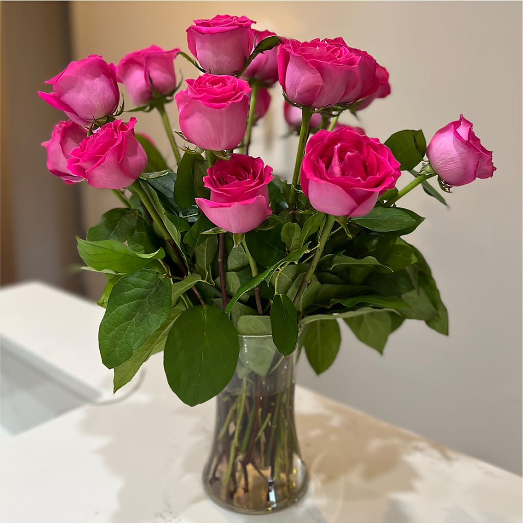 Long Stem Pink Rose Bouquet –  Simply Flowers, Los Angeles CA