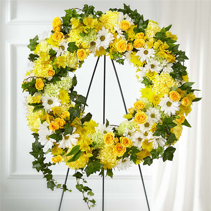 Golden Remembrance Wreath –  Simply Flowers, Los Angeles CA