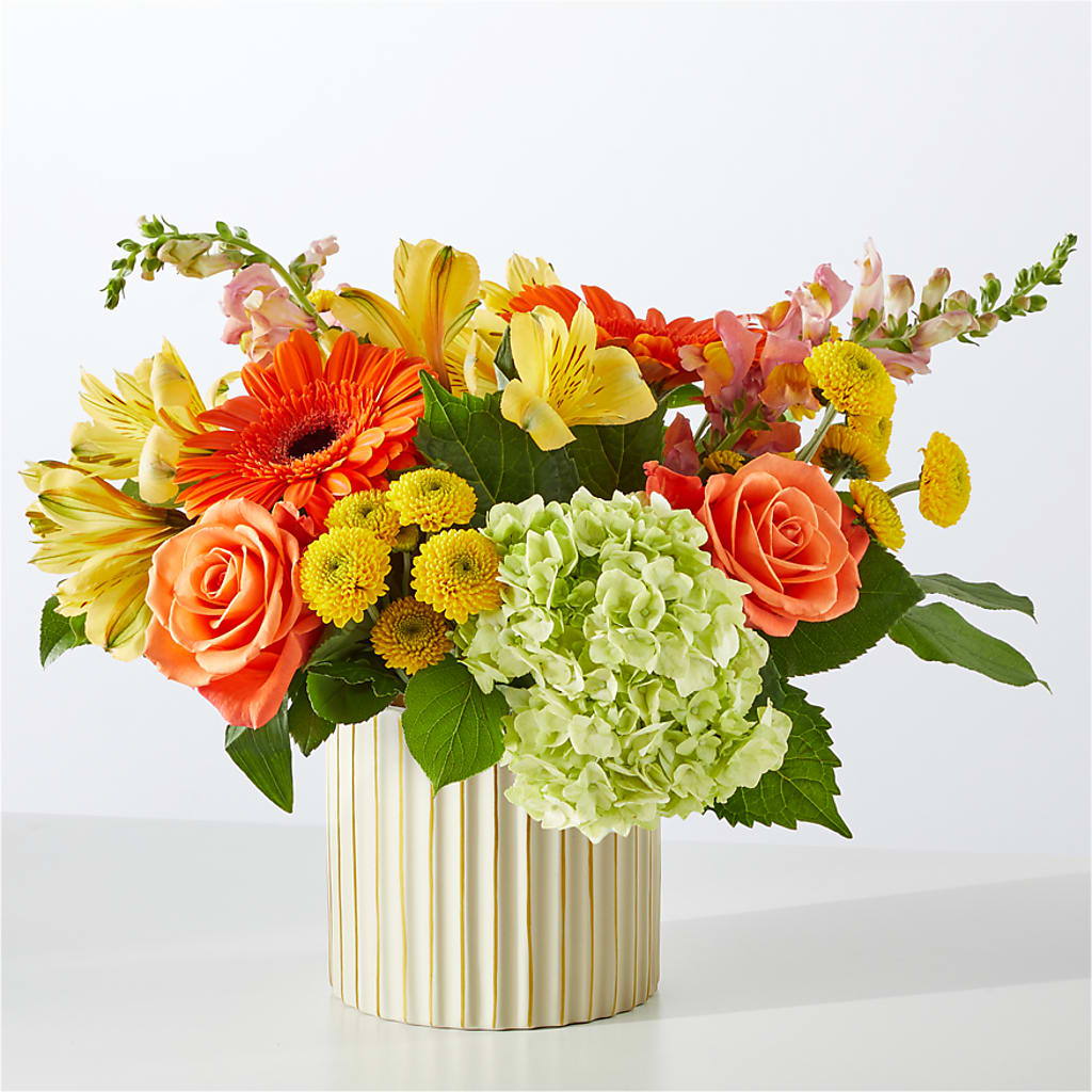 Autumn Sunshine Bouquet with Ivory Vase –  Simply Flowers, Los Angeles CA
