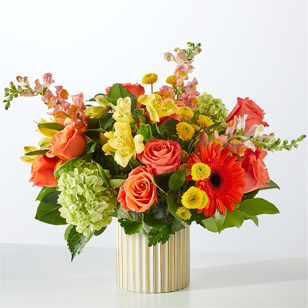 Autumn Sunshine Bouquet with Ivory Vase –  Simply Flowers, Los Angeles CA