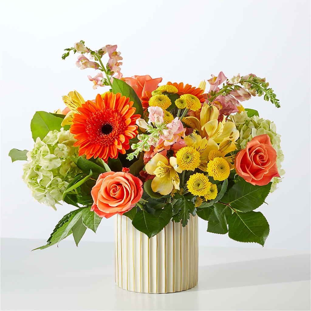 Autumn Sunshine Bouquet with Ivory Vase –  Simply Flowers, Los Angeles CA