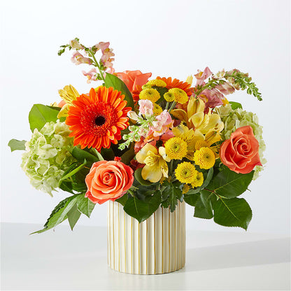 Autumn Sunshine Bouquet with Ivory Vase –  Simply Flowers, Los Angeles CA