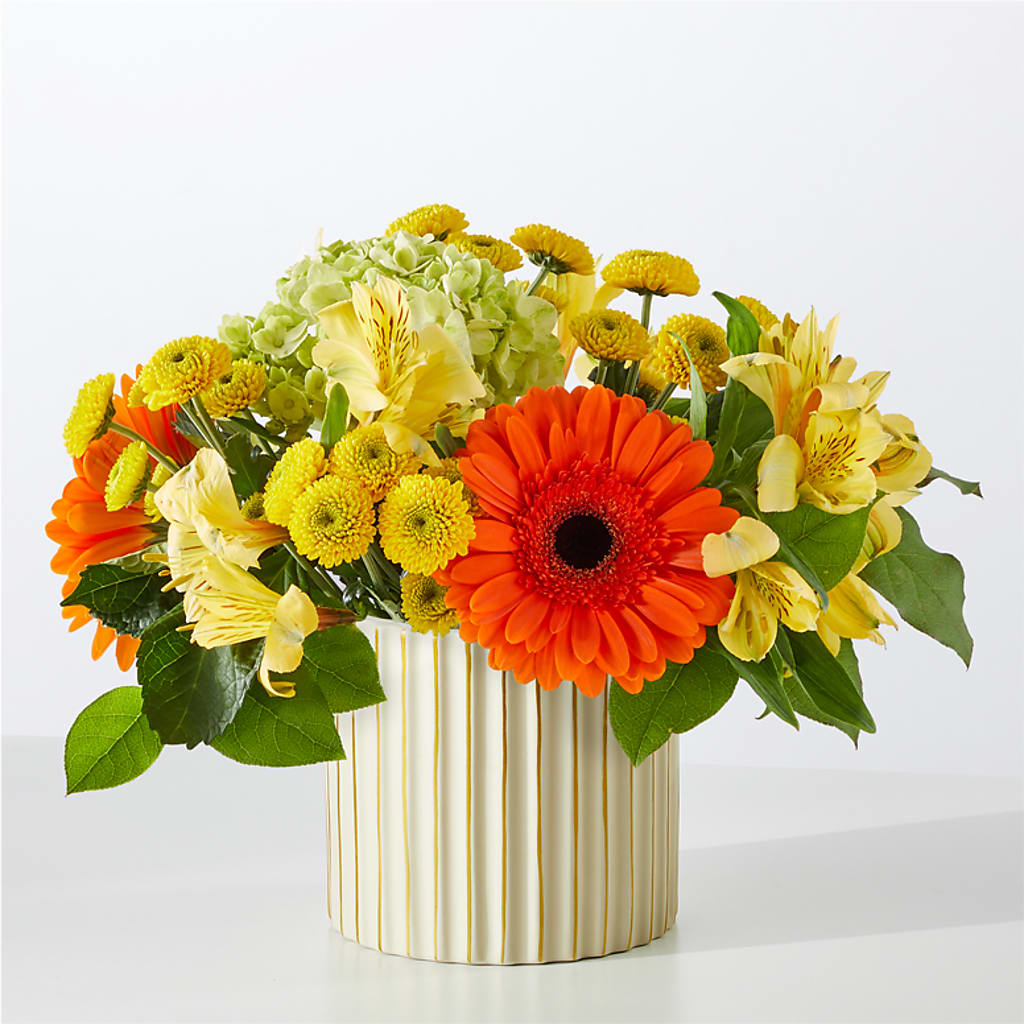 Autumn Sunshine Bouquet with Ivory Vase –  Simply Flowers, Los Angeles CA