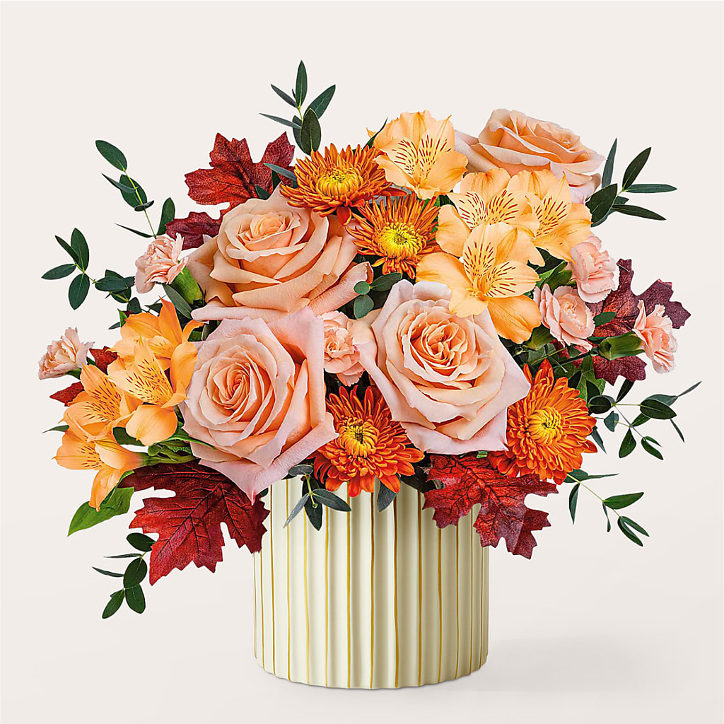 Spiced Latte Bouquet with Ivory Vase –  Simply Flowers, Los Angeles CA