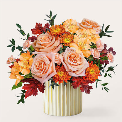 Spiced Latte Bouquet with Ivory Vase –  Simply Flowers, Los Angeles CA