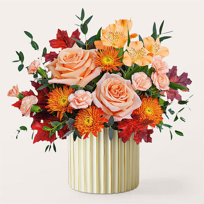 Spiced Latte Bouquet with Ivory Vase –  Simply Flowers, Los Angeles CA