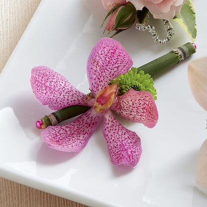 Pink Mokara Boutonniere –  Simply Flowers, Los Angeles CA