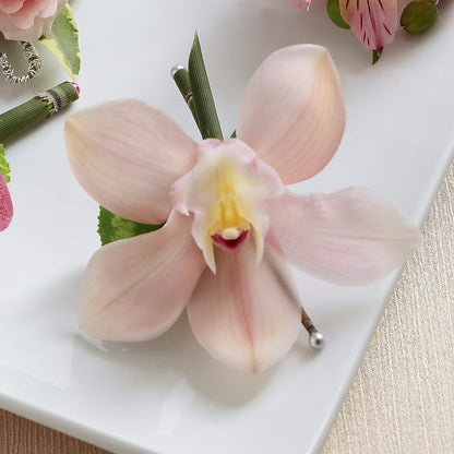Pink Cymbidium Boutonniere –  Simply Flowers, Los Angeles CA