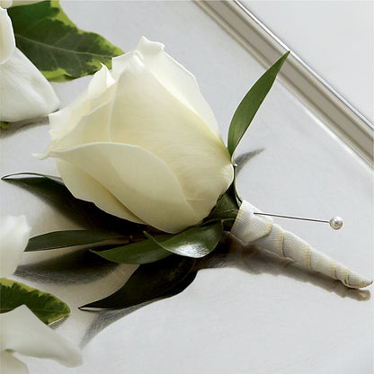 White Rose Boutonniere –  Simply Flowers, Los Angeles CA